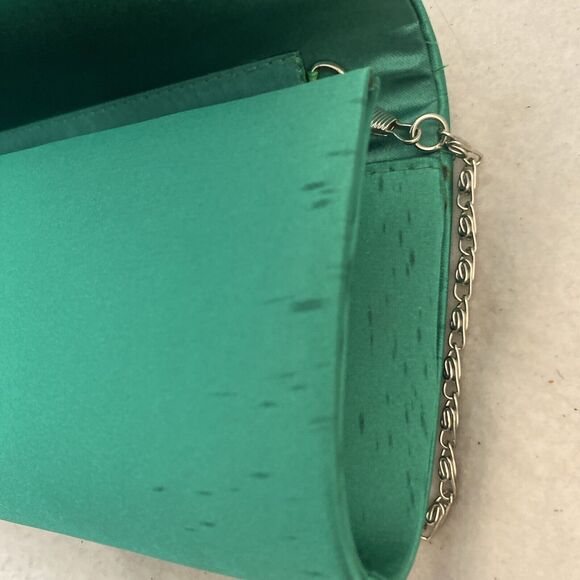 LULU TOWNSEND Green Sparkling Floral handbag purse clutch Stains Snap - Picture 11 of 12